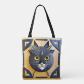 Abstrakte geometrische Stilkatze Tasche (Rückseite)