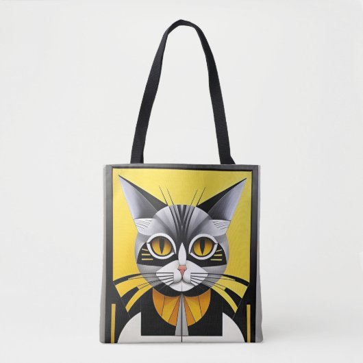 Abstrakte geometrische Stilkatze Tasche (Vorderseite)