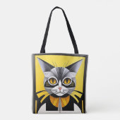 Abstrakte geometrische Stilkatze Tasche (Rückseite)
