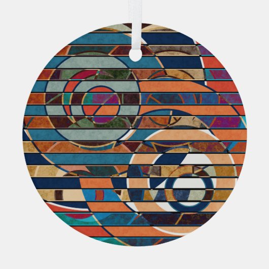 Abstrakte geometrische Streifen Ornament Aus Glas (Rückseite)