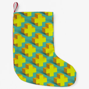 Abstrakte geometrische Struktur der gelben Kreuze  Kleiner Weihnachtsstrumpf