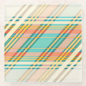 Abstrakte geometrische Tartan-Muster-Cremegetränke Glasuntersetzer (Vorderseite)