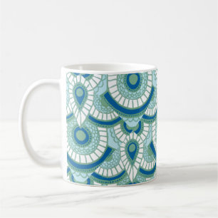 Abstrakte geometrische Tasse grün und weiß