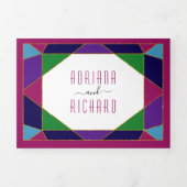 Abstrakte geometrische Typografie rubinrote Hochze Dreifach Gefaltete Einladung (Cover)