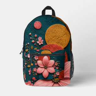 Abstrakte geometrische Wandkunst mit rosa Blüten Bedruckter Rucksack