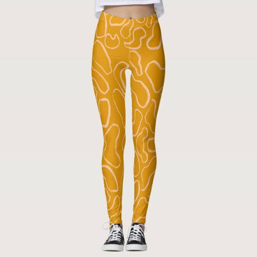 Abstrakte geometrische, weiße Rundform Leggings (Vorderseite)