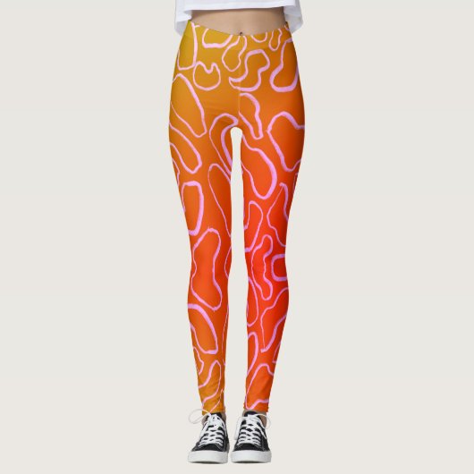 Abstrakte geometrische, weiße Rundform Leggings (Vorderseite)