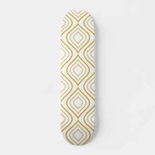 Abstrakte geometrische, weiße und goldene Skateboa Skateboard