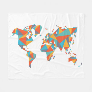 Abstrakte geometrische Weltkarte Fleecedecke