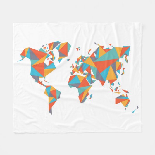 Abstrakte geometrische Weltkarte Fleecedecke (Vorderseite (Horizontal))