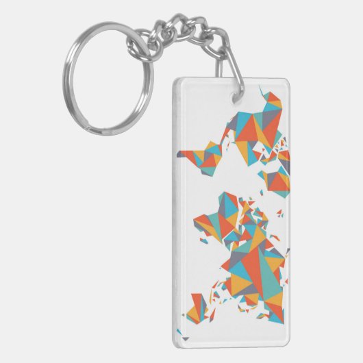 Abstrakte geometrische Weltkarte Schlüsselanhänger (Vorderseite links)