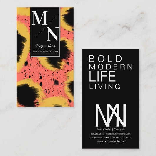 Abstrakte Gepartei Kunstmalerei Visitenkarte (Vorne/Hinten)