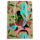 Abstrakte Geschenktüte in Rosa und Aqua (Rückseite)