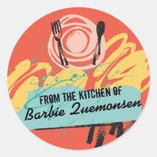 Abstrakte Geschirr aus der Küche Runder Aufkleber