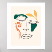 Abstrakte Gesicht-Illustration BOHO Chic Minimalis Poster (Vorne)
