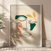 Abstrakte Gesicht-Illustration BOHO Chic Minimalis Poster