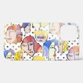 Abstrakte Gesichter, Aquarellpolka-Punkte. Case-Mate iPhone Hülle (Rückseite (Horizontal))