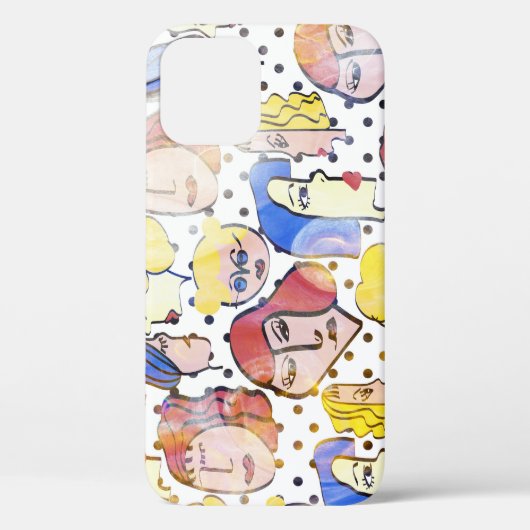 Abstrakte Gesichter, Aquarellpolka-Punkte. Case-Mate iPhone Hülle (Rückseite)