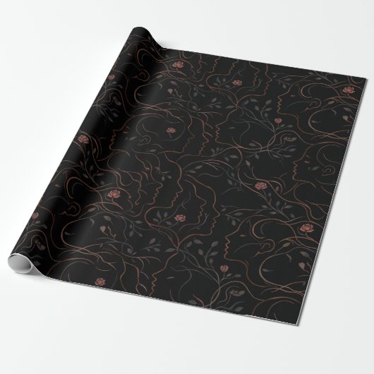 Abstrakte Gesichter Botanisches Geschenkpapier (Ungerollt)