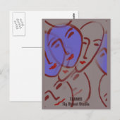Abstrakte Gesichter, Fig Street Studio Postkarte (Vorne/Hinten)