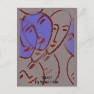 Abstrakte Gesichter, Fig Street Studio Postkarte