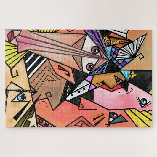 Abstrakte Gesichter Kubismus Portrait Puzzle (Horizontal)