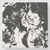 Abstrakte Gesichter Kunst Steinuntersetzer (Vorderseite)