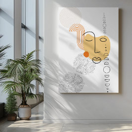 Abstrakte Gesichtskleidung gelb mit kreisförmigem Leinwanddruck