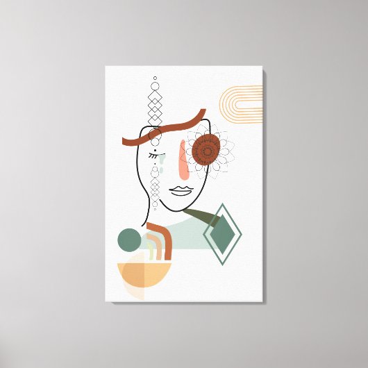 Abstrakte Gesichtskunst mit Illustration Blume auf Leinwanddruck (Vorderseite)