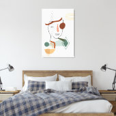 Abstrakte Gesichtskunst mit Illustration Blume auf Leinwanddruck (Insitu (Schlafzimmer))
