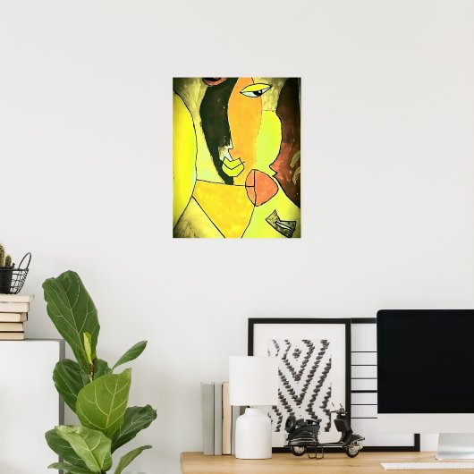 Abstrakte Gesichtskunst - Tontechnik Poster (Heimbüro)