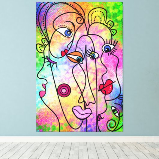 Abstrakte Gesichtssmotive Canvas drucken Moderne M Leinwanddruck (Insitu (Holzboden))