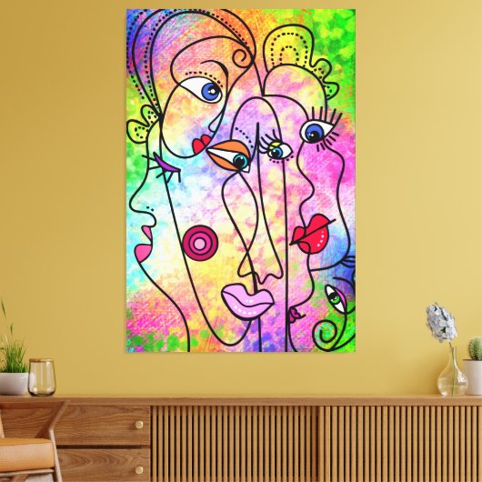 Abstrakte Gesichtssmotive Canvas drucken Moderne M Leinwanddruck (Insitu (Wohnzimmer))