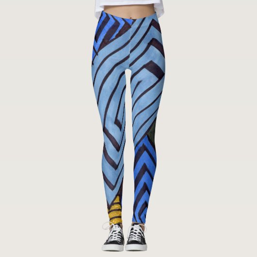 Abstrakte Gestaltung, ägyptische Spulen aus Blues  Leggings (Vorderseite)