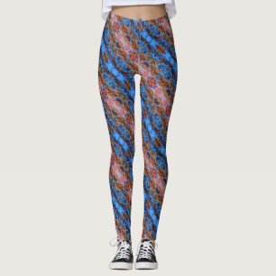 Abstrakte Gestaltung der blauen und rosa Spiralstr Leggings