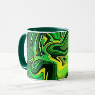 Abstrakte Gestaltung von grün-gelben Flüssigkeiten Tasse