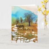 Abstrakte gestrichene Bäume Aquarell Karte (Gelbe Blume)