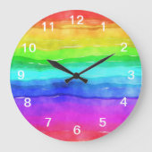 Abstrakte gestrichene Streifen Regenbogen Große Wanduhr (Vorderseite)
