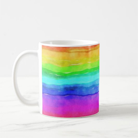 Abstrakte gestrichene Streifen Regenbogen Kaffeetasse (Links)