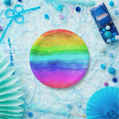 Abstrakte gestrichene Streifen Regenbogen Pappteller (Party)