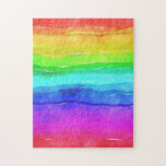 Abstrakte gestrichene Streifen Regenbogen Puzzle<br><div class="desc">Abstrakte Aquarellfarben Pinselstriche Regenbogen Aquarell bunt ,  Typografie mädchenhaft,  lila rosa Glitzer Kunst,  monogramm moderne Name stylisch,  mutig lustig künstlerisch,  Ausdruck Sommerruhe grün,  zeichne blaue Liebe,  Freiheit Farbspektrum Farbe,  Gay Flag Pinsel kreativ,  Wasserfarbe Regenbogen farbig , </div>