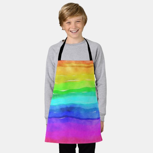 Abstrakte gestrichene Streifen Regenbogen Schürze (Getragen)