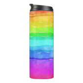Abstrakte gestrichene Streifen Regenbogen Thermosbecher (Nach rechts gedreht)