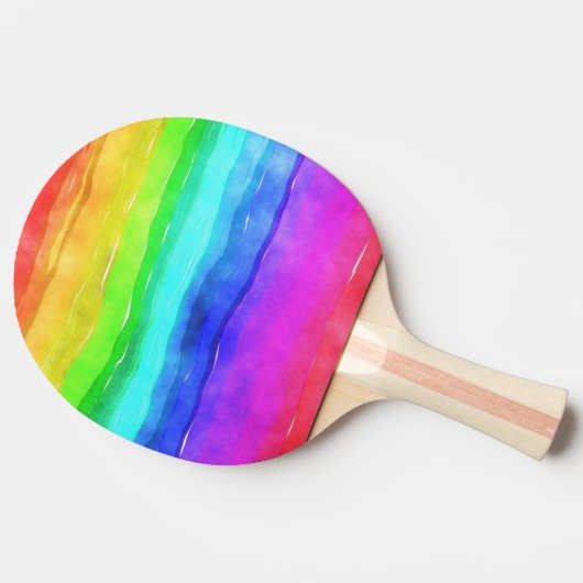 Abstrakte gestrichene Streifen Regenbogen Tischtennis Schläger (Seitenansicht)