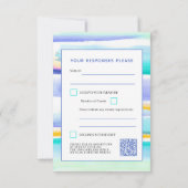 Abstrakte Gezeitenlinien Blaue Hochzeitantwort QR- RSVP Karte (Rückseite)