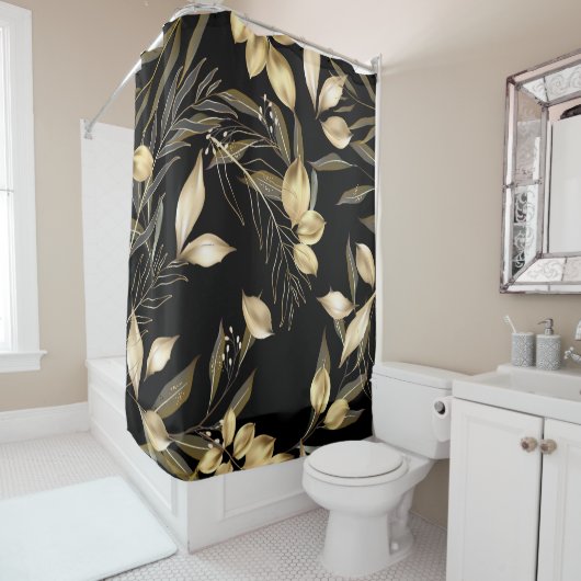 Abstrakte Ginkgo-Blätter. Luxus Glitzer Ginkgo on Duschvorhang (Beispiel)