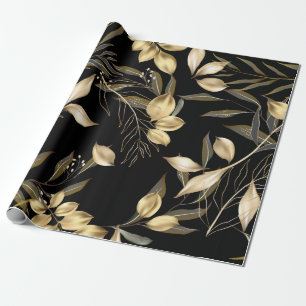 Abstrakte Ginkgoblätter. Luxus-Glitter-Ginkgo auf Geschenkpapier