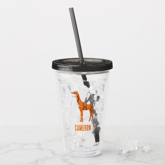 Abstrakte Giraffe Silhouette Monogramm Acryltrinkbecher (Vorderseite Ice)