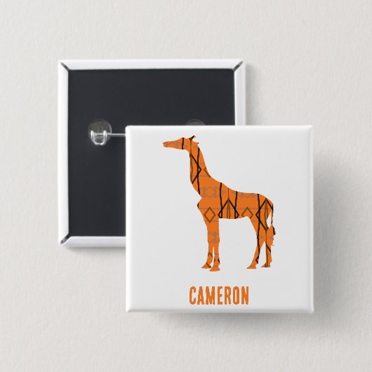 Abstrakte Giraffe Silhouette Monogramm Button (Vorne & Hinten)