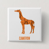 Abstrakte Giraffe Silhouette Monogramm Button (Vorderseite)